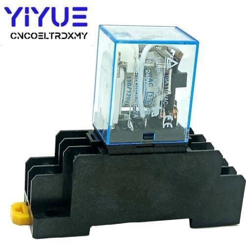 1Set LY2NJ HH62P HHC68A-2Z Relay Coil General DPDT Micro Mini Electromagnetic Relay Switch with Socket Base DC12V,24V AC110V 220