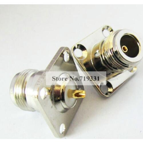 10pcs N type female jack RF COAX connector 4-hole panel mount w.solder cup