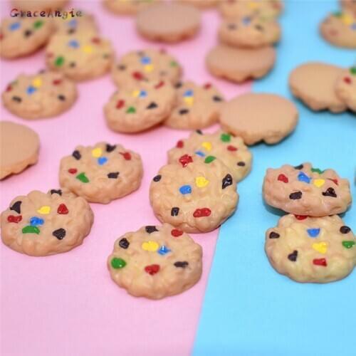 10pcs Cookies Flatback Resin Coffee Round Cookies Crafts Flatback Cabochon Scrapbooking Decorations Fit Hair Clips Embellishment