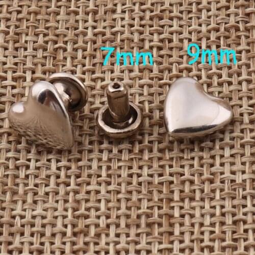 100 pcs Heart Rivets,SILVER Double Cap Rivets Riveted,Studs Leather craft Fastener Snaps Prong Studs Rivets 3/8"(9mm)