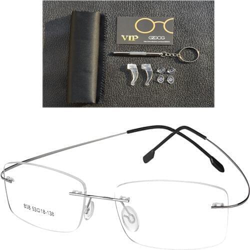 2019 Fashion Titanium Myopia Rimless Glasses Memory Square Eyeglasses Optical Frame Eyewear Men Women Designer 8 colors