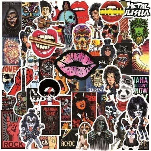 50pcs Vintage Rock Skull Stickers For Laptop Computer Notebook Adesivos Craft Supplies Scrapbooking Material Christmas Sticker