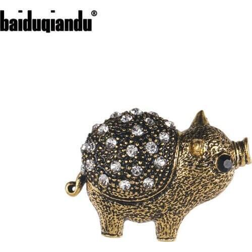 Baiduqiandu New Arrival Antique Gold Color Plated Small Pig Brooch Pins Ornament Jewelry Accessories