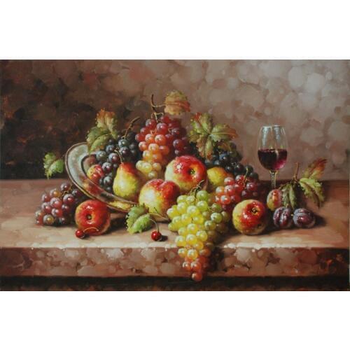 Free shipping grapes oil painting still life fruit red wine canvas printings printed on canvas home wall art decoration picture