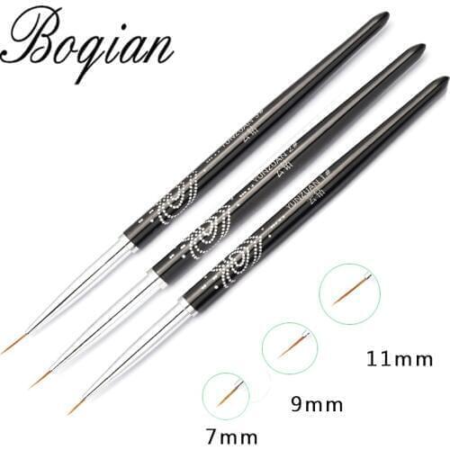 BQAN 7/9/11mm Nail Art Line Painting Brushes Crystal Acrylic Thin Liner Drawing Pen Manicure Tools UV Gel