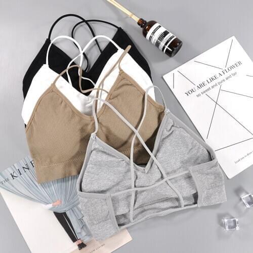 Cross Backless Bra Women Gym Tops Breathable Quick Dry Yoga Bra For Fitness Solid Running Bras Padded Wire Free One Size Bras