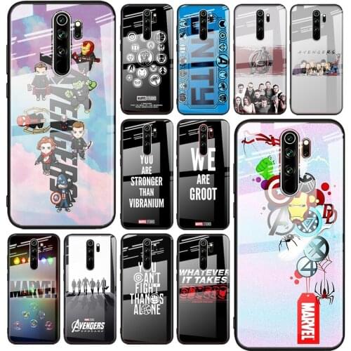 Tempered Glass Cover Marvel Avengers cute text logo For Xiaomi Redmi Note 10 10S 9T 9S 9 8T 8 7 5G Pro Max Phone Case Shell