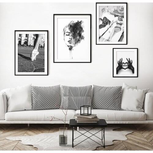 Black and White Fashion Poster Ballet Girl Print Wall Art Canvas Painting COCO Modern Picture for Girls Bedroom Home Decoration