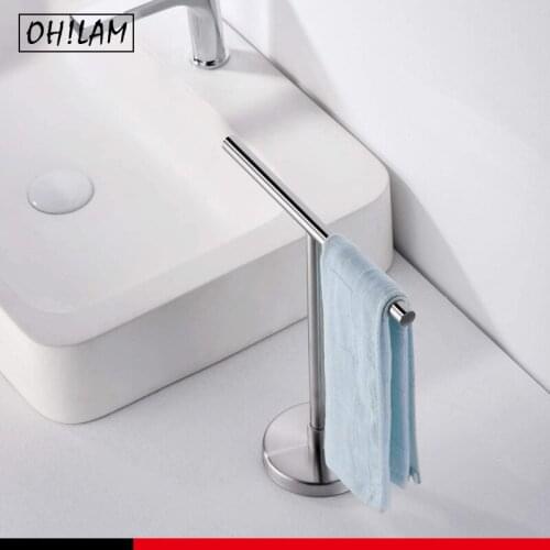 SUS304 Stainless Steel Hand Towel Holder Standing Tree Rack for Bathroom Vanities Kitchen Countertop Brushed Towel Bar Rail