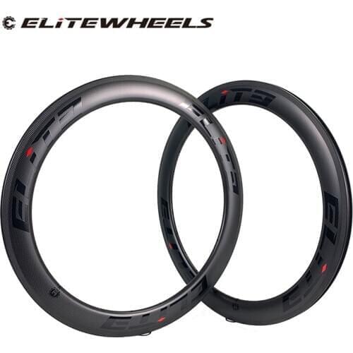 ELITEWHEELS 700c Carbon Rim 60mm Tubeless Clincher Tubular 3k Glossy Finish 3K Brake Surface 27/25mm Width For Bicycle Wheels