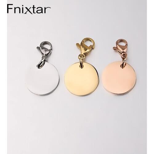 Fnixtar 20Pcs Steel 8-30mm Round Disc Charms Mirror Polish Stainless Steel Charms For Making Necklace Earring Keychain Jewelry