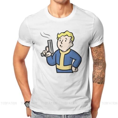 Vault Boy Gun Essential Fallout Game Tshirt Casual Punk T shirt Tops Homme Pure Cotton Fashion Tees Tops