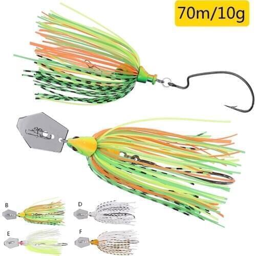 1pc 10g Chatterbait Blade Bait Spinnerbait Artificial Buzz Fish Bait with Rubber Skirt Buzzbait Fishing Lures Tackle
