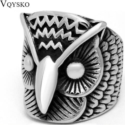 Wholesale Retro OWL Ring For Man Fashion Cute Animal Design Mens Titanium Steel Jewelry Rings Male Party Accessories