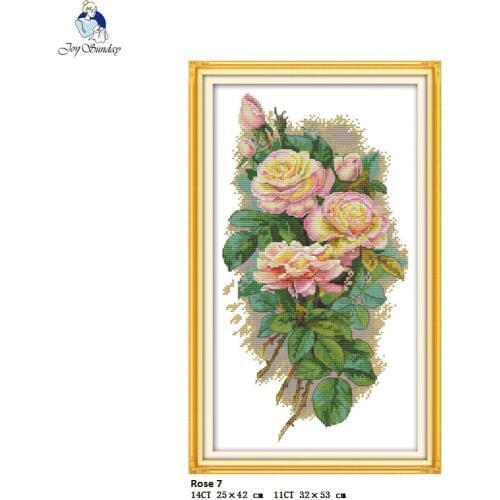 Joy Sunday The Rose 7 Counted Cross Stitch Kits DMC DIY 11CT 14CT Cross-Stitch Handmade Embroidery nkf Needlework