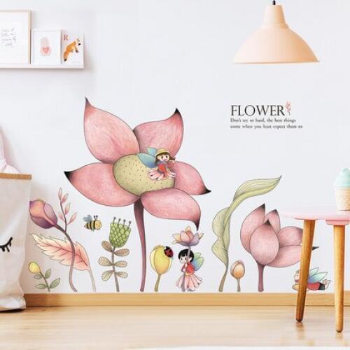 Girl Bedroom Wall Sticker Warm Wallpaper Stickers Lovely Flowers Rental House Reform Posters Nursery Aisle Prints Wall Art