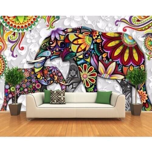 Bacal Custom 3d wall paper murals living room bedroom animal elephant flower abstract art wallpaper background wall home decor
