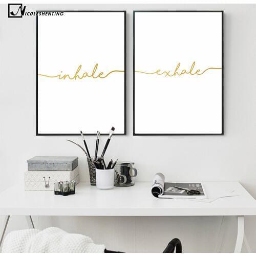 NICOLESHENTING Inhale Exhale Quotes Poster Prints Minimalist Wall Art Canvas Painting Decorative Picture Nordic Decoration