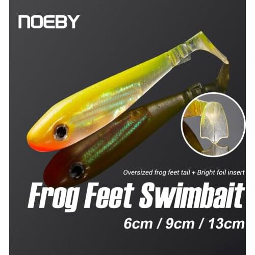 Noeby Soft Silicone Shad Lure 6cm2.5g 9cm8g 13cm23g Artificial Soft Baits Frog Tail Smelling Wobblers for Bass Pike Fishing Lure