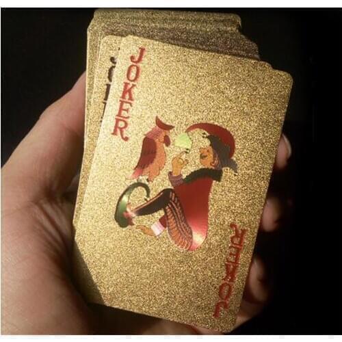 Novelty Golden Playing Cards Deck Gold Foil Pokers Set Magic Cards 24K Gold Plastic Pokers Durable Waterproof Cards Table Games