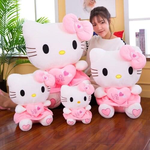 NEW Hello Kittyed Plush Toys Kawaii Soft Stuffed Plushie Pillow KTed Cat Dolls Cute Children Toys For Kids Girls Birthday Gifts