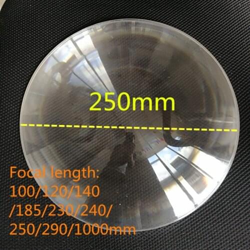 PMMA fresnel lens diameter 250mm focal length 90/100/120/140/185/230/240/250/290/500/1000mm