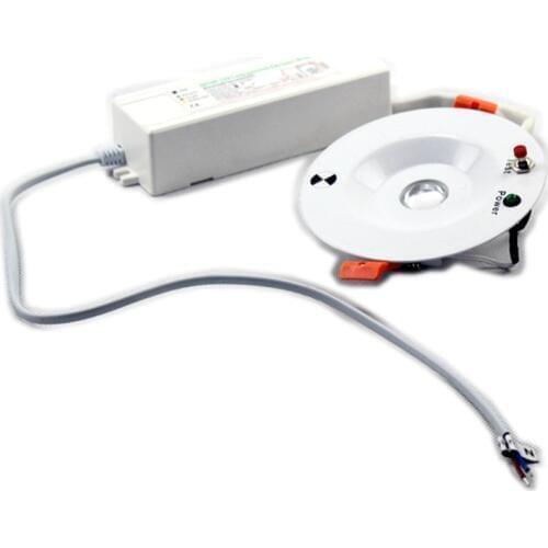 SAA CE Ceiling Lamp Red Blue Indicator Indoor Function AC90-265V Round 3Hrs Aluminum Alloy White 3W LED Emergency Downlight