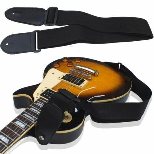 Hot Sale PU Leather + Nylon Black Useful Folk Guitar Straps Adjustable 75-120cm Electric Acoustic Bass Guitar Strap