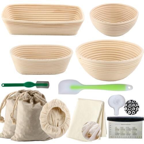 Bread Rattan Bannetons Proofing Basket Set Bread Mold Bread Proofing Basket Dough Scraper Bakeware Baking Mold Tools