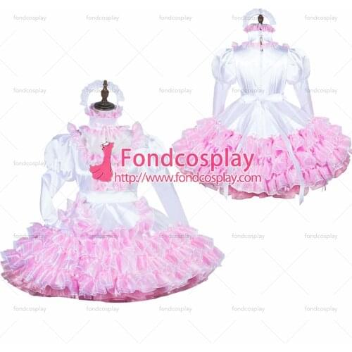 Lockable Sissy maid Satin-Organza dress cosplay costume Tailor-made[G3826]