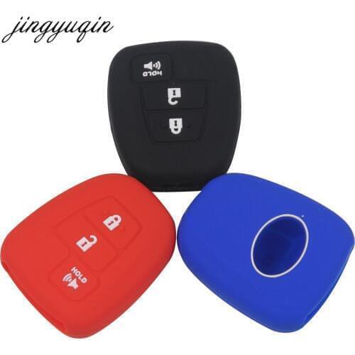Jingyuqin 30pcs/lot Silicone Skin Cover for Toyota Camry Rav4 3 Button Remote Car Key Case fob Protector Holder