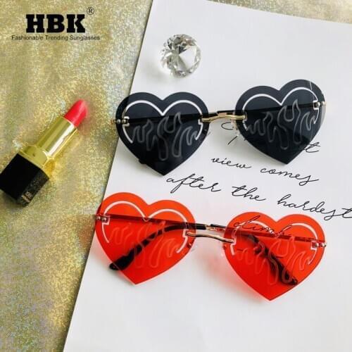 Vintage Rimless Heart Sunglasses Women Steampunk Love Hollow Sun glasses Men Frameless Punk Glasses Party Shades UV400 Oculos