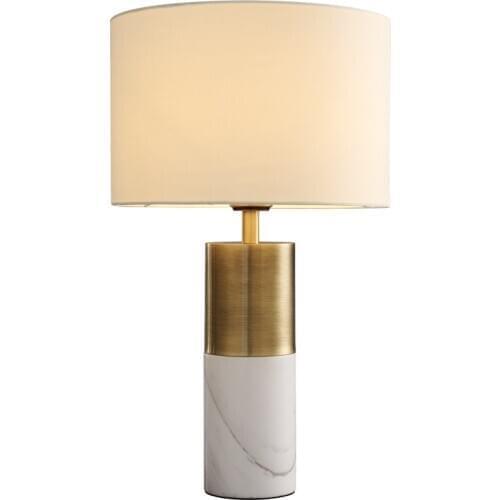 Modern American Retro Marble Table Lamp Light Luxury Copper Simple Living Room Bedroom Bedside Marble Table Lamp