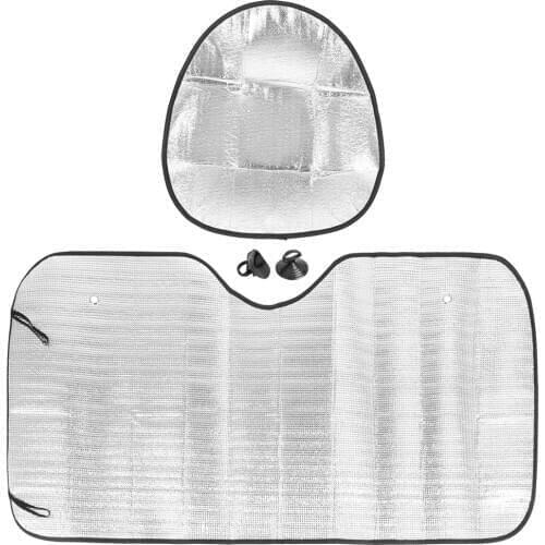 X Autohaux Universal Car Windshield Sunshade Steering Wheel Cover Sun Shade Front Window Aluminum Film Windshield Visor Cover