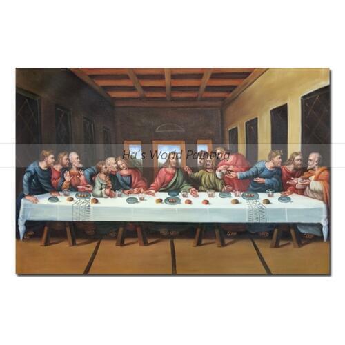High quality Large 100% Hand Painted The Last Supper Jesus and His Disciples Oil Painting On Canvas Abstract Wall Art Picture