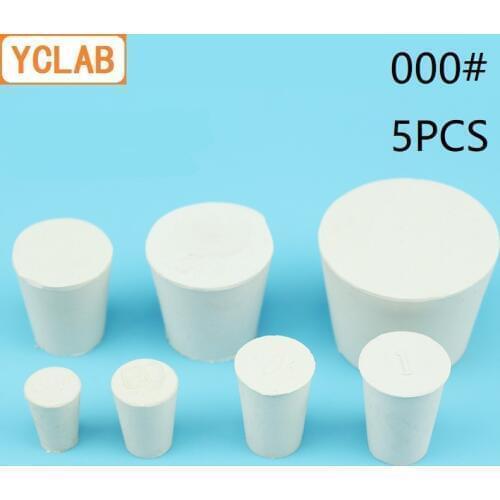 YCLAB 5PCS 000# Rubber Stopper White for Glass Flask Upper Diameter 12.5mm * Lower Diameter 8mm Laboratory Chemistry Equipment