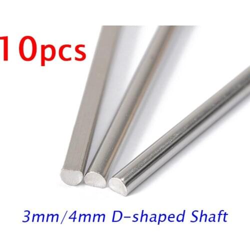 10 Pieces 3mm 4mm Stainless Steel D-shaped Shaft length 45/50/55/80/130/160mm Spare Parts for DIY Toys Car