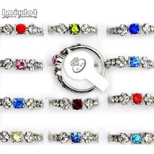 10pcs Wholesale Lots Bulk Rings Four Claws Colorful Crystal Rings for Women Mixed Styles Engagement Wedding Jewelry anillos