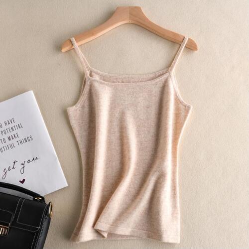 100% Cashmere Vest Women tank Pretty Sleeveless V-Neck 100% Cashmere Wool Knitted Vest female Plus Size Veste Femme Sling tops