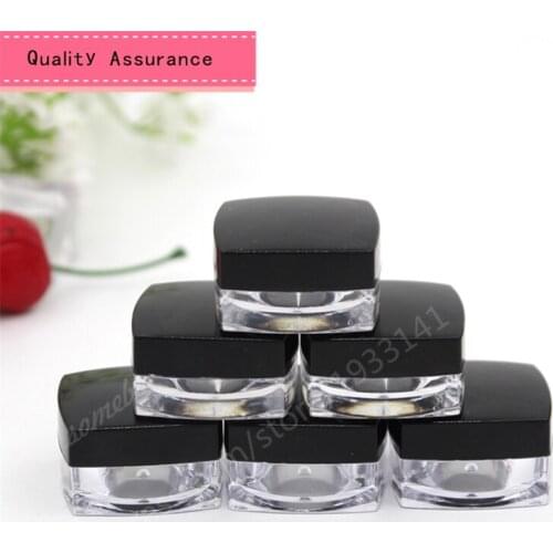 1000pcs/lot 5g small square cream jar, cream box packing, small bottle of cosmetics packaging with black lid wholesale