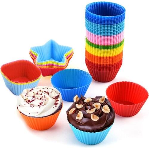 12pcs/lot Silicone Cake Cup Round Shaped Muffin Cupcake Baking Molds Home Kitchen Cooking Supplies Cake Decorating Tools