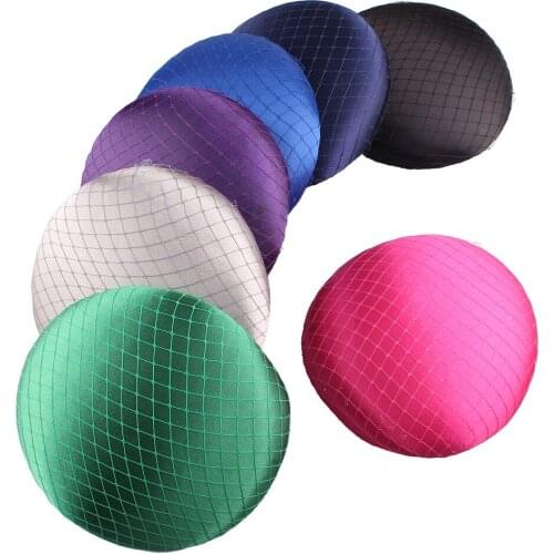 15CM Black Round Satin Fascinator Fascinator Hats Base With Veils Craft Making Material Wedding Accessories Party Hats Retail