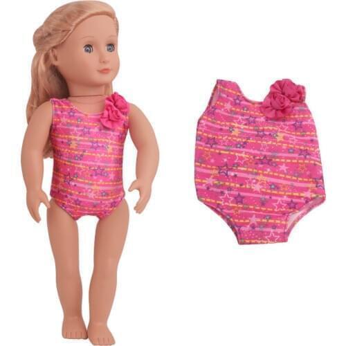 18 inch Girls doll swimsuit American newborn Magenta jumpsuit Baby toys dress fit 43 cm baby dolls c797