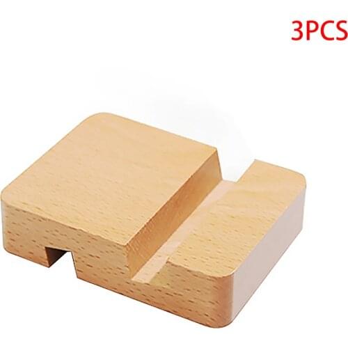 3 PCS Wooden Mobile Phone Holder Creative Lazy Double Slot Flat Base Universal Mobile Phone Holder