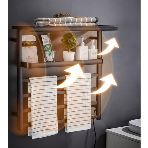 55 Bathroom Electric Heated Towel Rail Smart Towel Warmer Rack Waterproof Black Shelf Sterilization And Dryer For Home