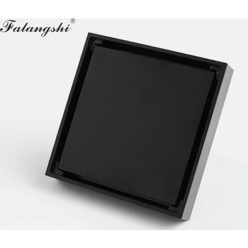 Bathroom Accessories Floor Drains Solid Brass Black Shower Drain Cover 100X100 Invisible Odorless Drain Strainers WB9001