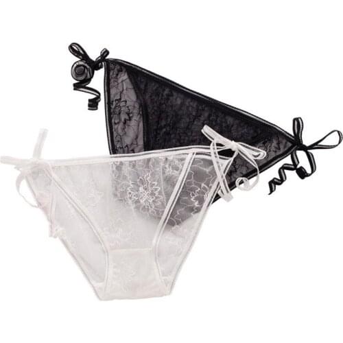 Birdsky, 3pcs mulberry silk Women briefs panties tie underwear, sexy lace Hollow Out tempting, low waist, 2 colors. OR-38