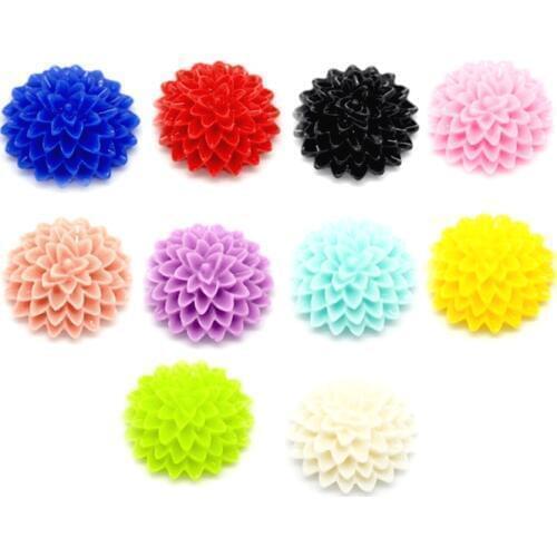 50Pcs Mixed Resin Flower Embellishments Flatback Cabochon Scrapbook Home Wedding Decoration Craft Resin Cabochon 15x6mm