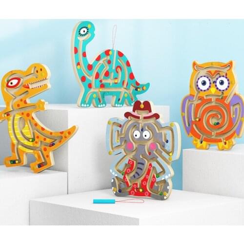 Baby Wooden Toy Montessori Toys Mobile Children Magnetic Maze Balance Board Wood Game Maze Puzzle Labyrinth Baby Toys 0-12Months