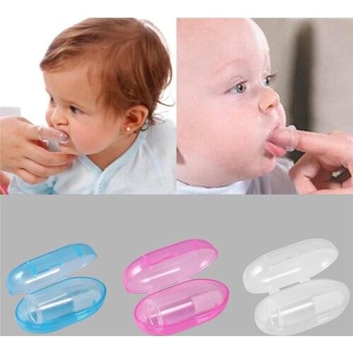 Cute Baby Finger Toothbrush With Box Children Teeth Clear Massage Soft Silicone Infant Rubber Cleaning Brush Massager Infant